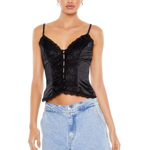 Satin Lace-Trim Cami