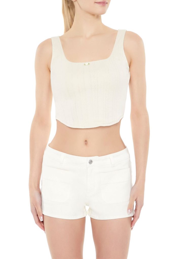 Rosette Pointelle Knit Crop Top