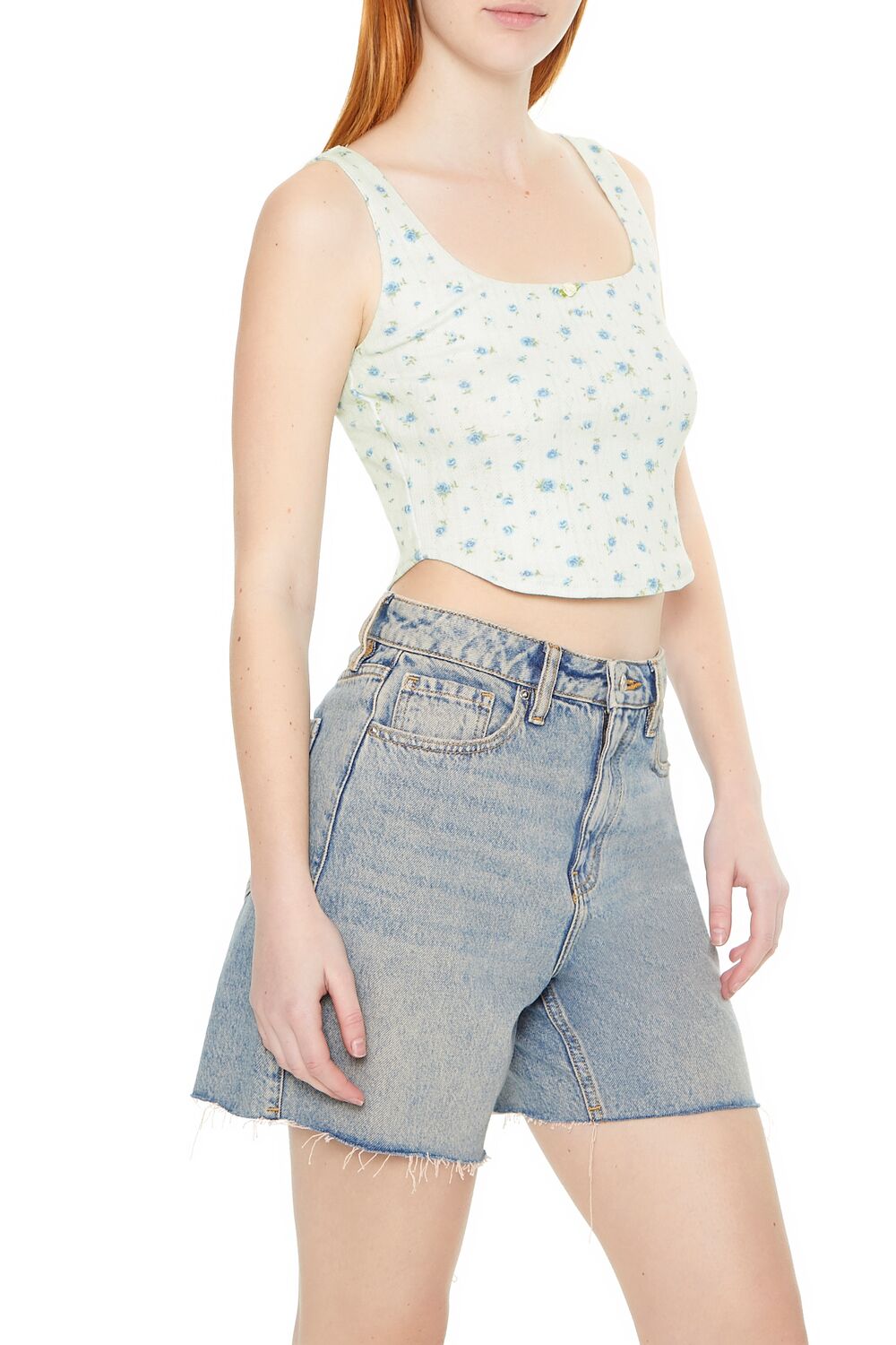 Cropped Floral Print Tank Top - Image 2