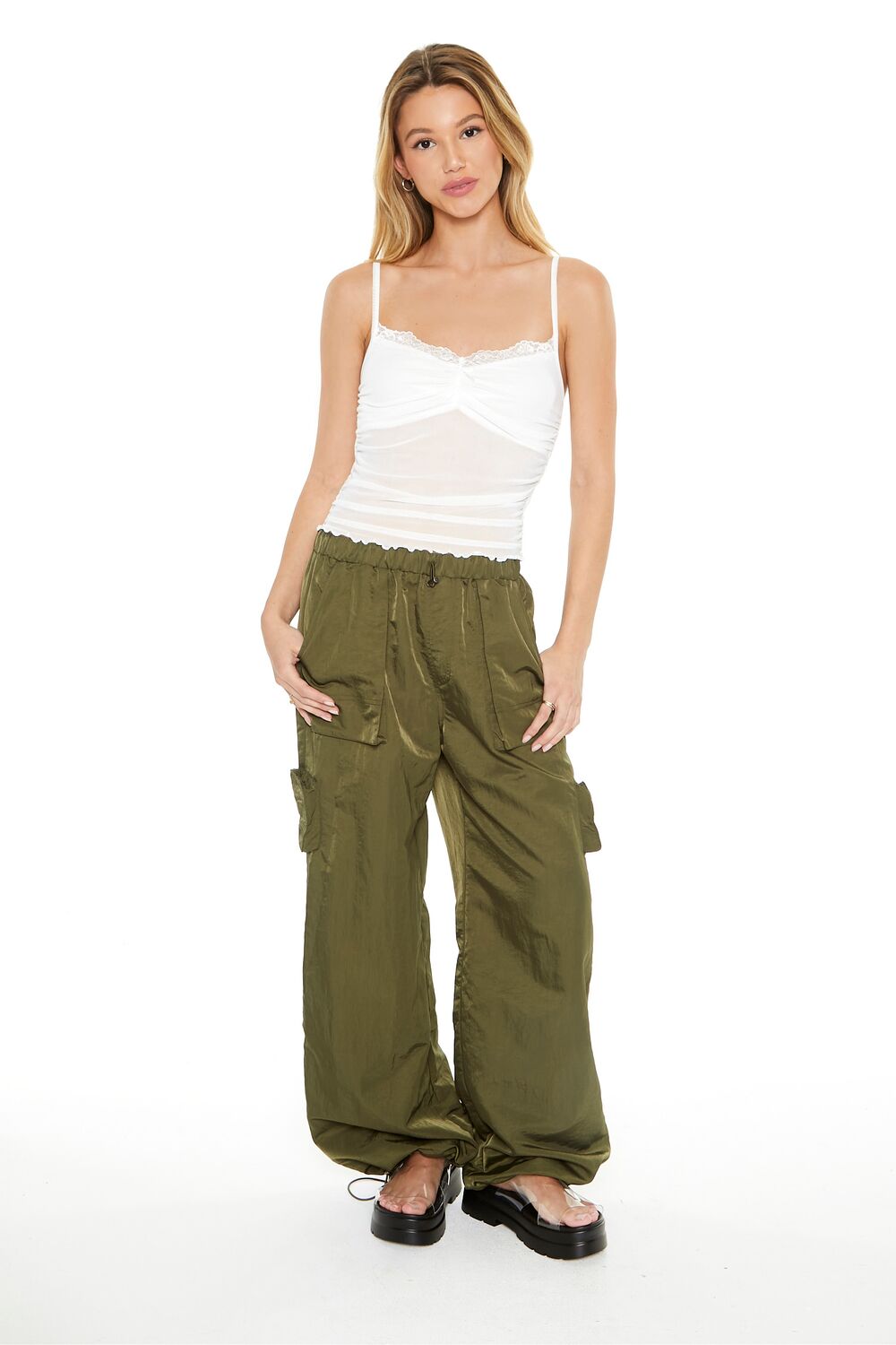 Mesh Lace-Trim Bow Cami - Image 4