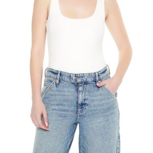 Textured V-Back Tank Bodysuit