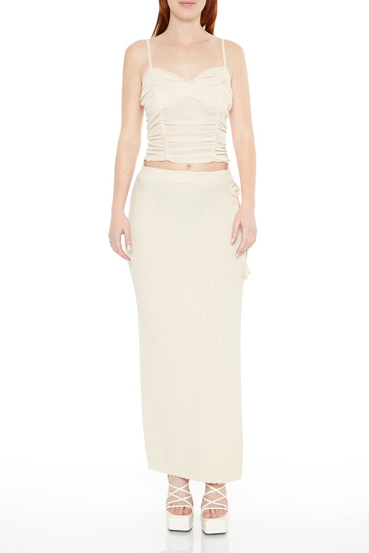 Lace-Trim Ruched Mesh Cami - Image 4