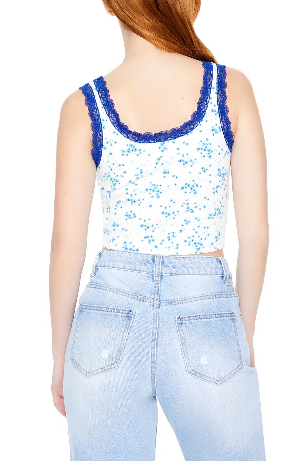Floral Print Cropped Tank Top - Image 3