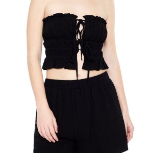 Tiered Ruffle-Trim Tube Top