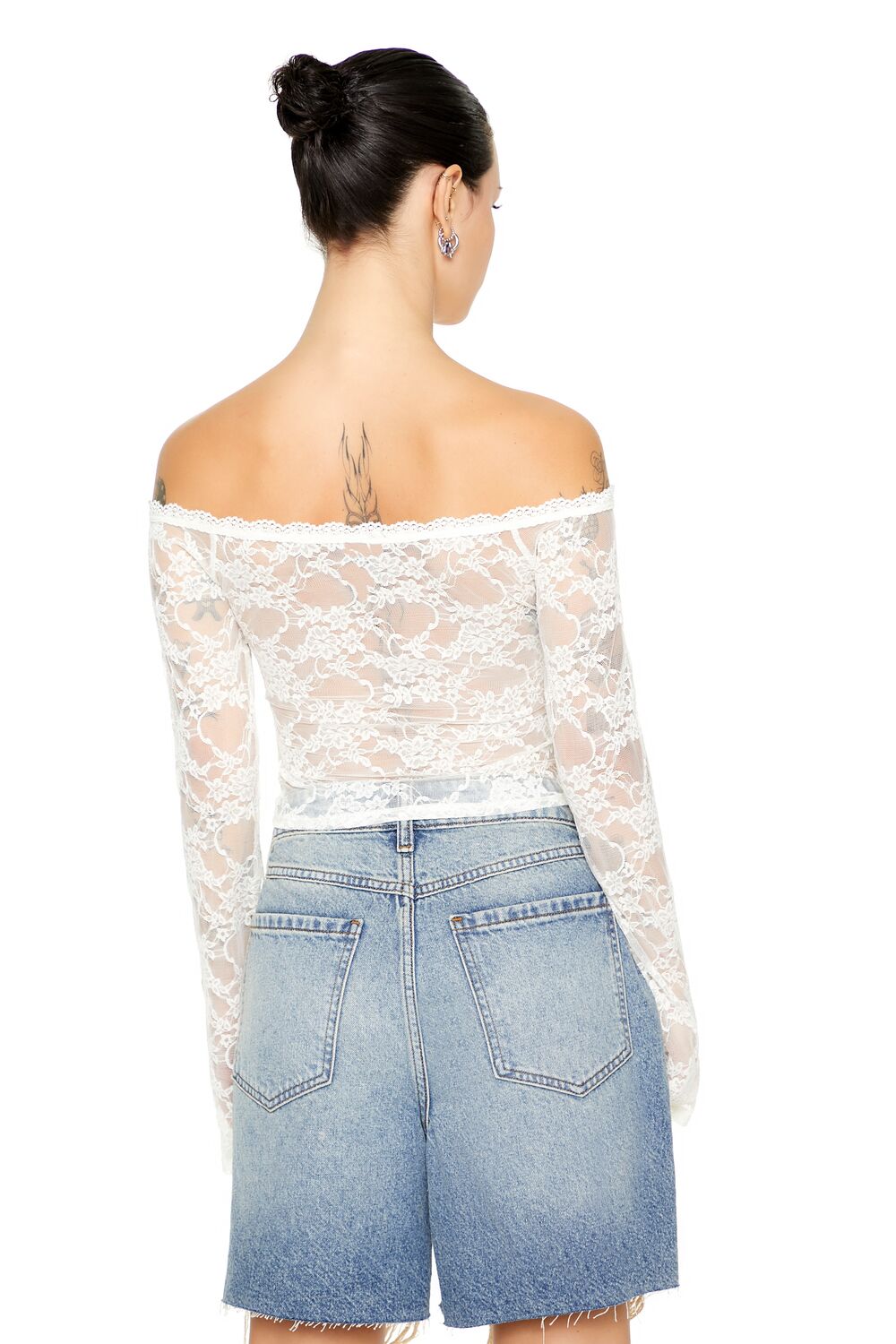 Sheer Lace Off-the-Shoulder Top - Image 3