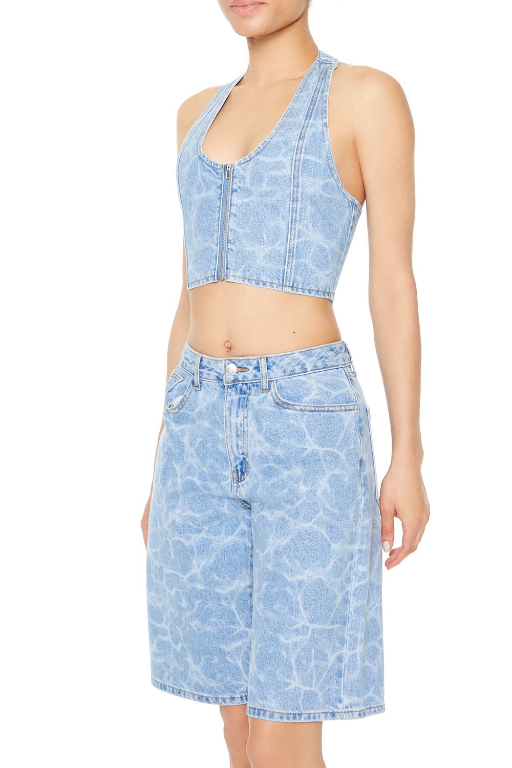 Water Print Halter Crop Top - Image 2