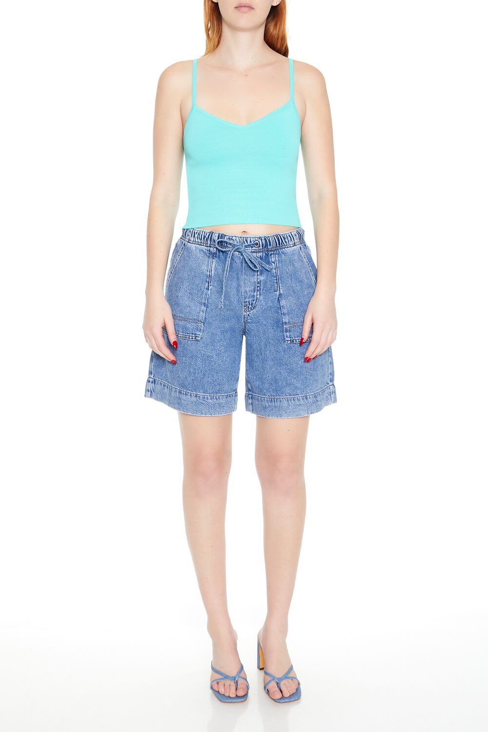 Baggy Drawstring Denim Shorts