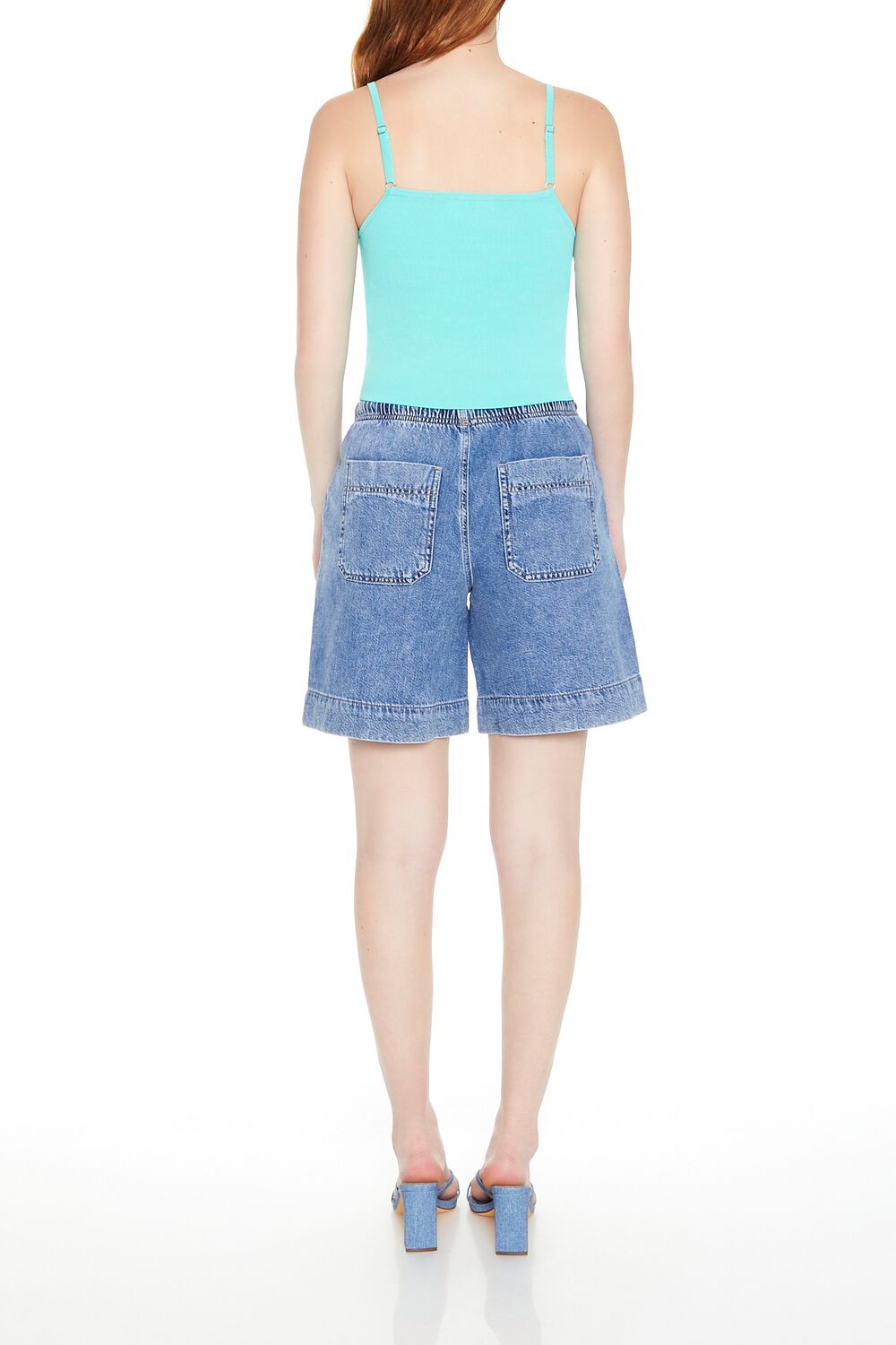 Baggy Drawstring Denim Shorts - Image 5