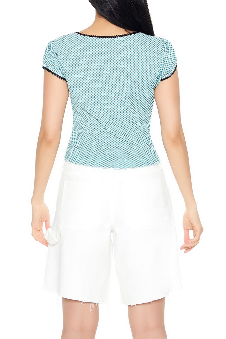 Cropped Gingham Bow Tee - Image 3