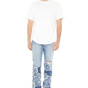 Frayed Patchwork Slim-Fit Jeans