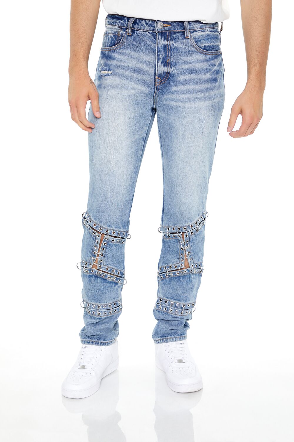 Grommet Cutout Slim-Fit Jeans - Image 4