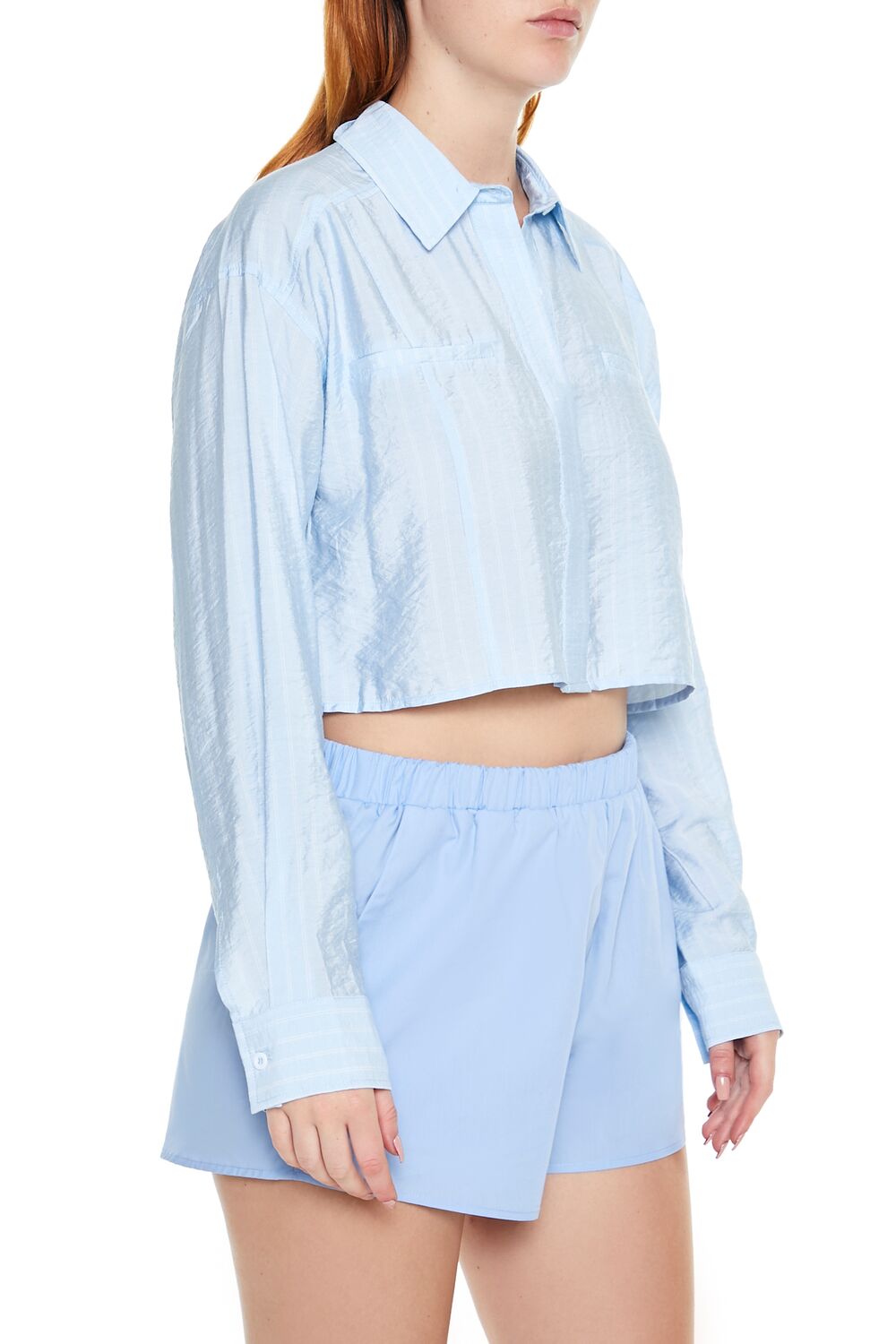 Cropped Pinstripe Shirt - Image 4