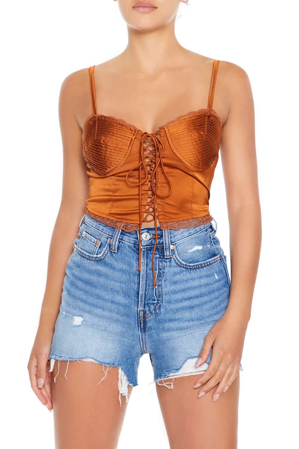 Satin Lace-Up Bustier Cami - Image 7