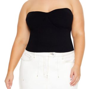 Plus Size Sweater-Knit Tube Top