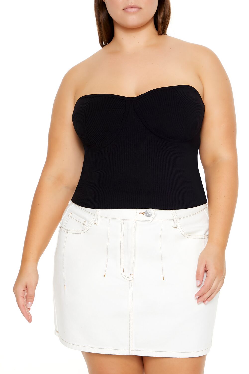Plus Size Sweater-Knit Tube Top