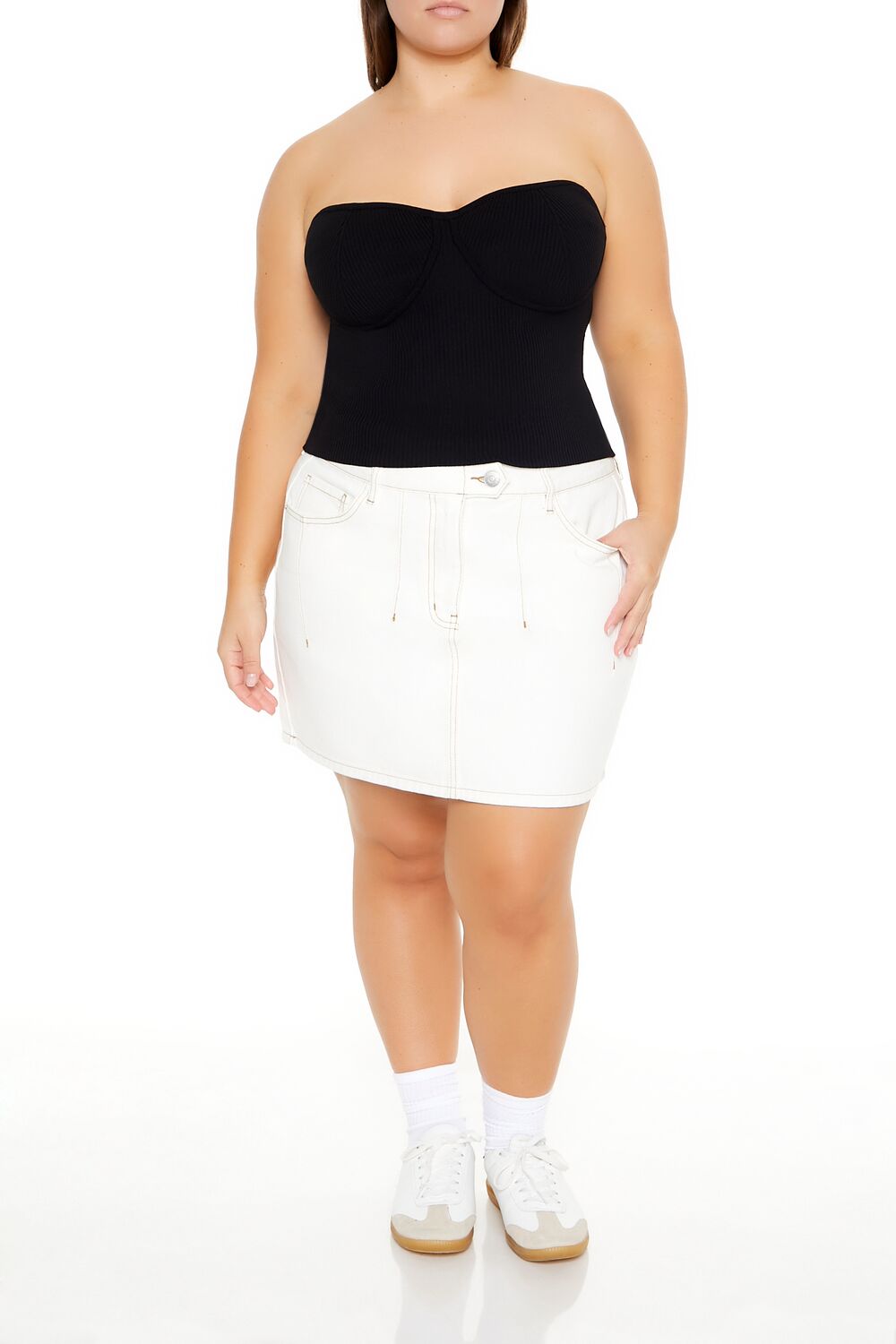 Plus Size Sweater-Knit Tube Top - Image 2