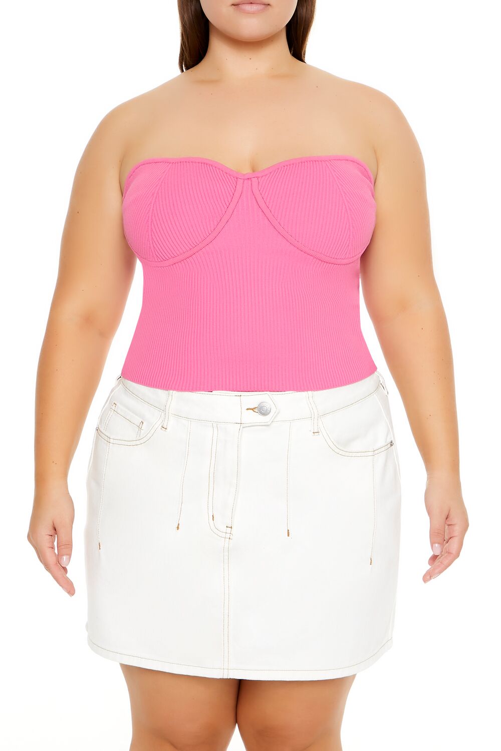 Plus Size Sweater-Knit Tube Top - Image 7