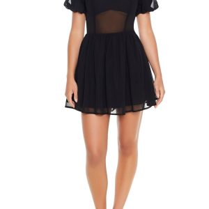 Puff-Sleeve Babydoll Mini Dress