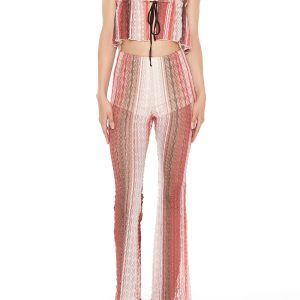 Striped Flare-Leg Pants