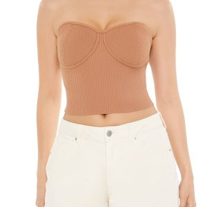 Sweater-Knit Bustier Tube Top