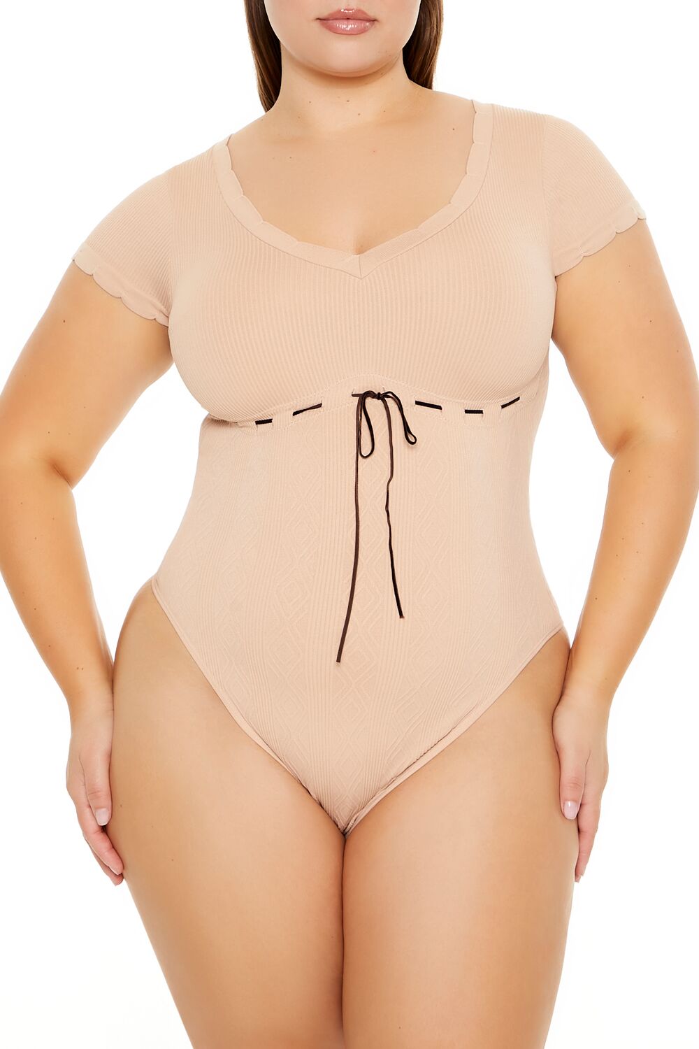 Plus Size Seamless Ribbon-Trim Bodysuit - Image 2