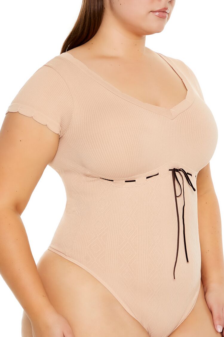 Plus Size Seamless Ribbon-Trim Bodysuit - Image 3