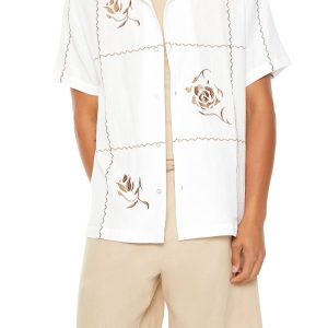 Textured Embroidered Rose Shirt