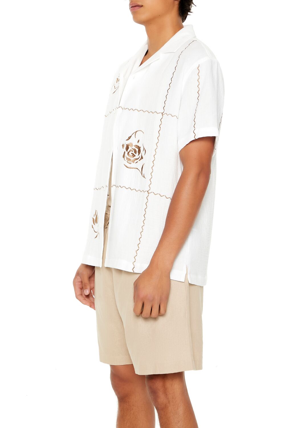 Textured Embroidered Rose Shirt - Image 3