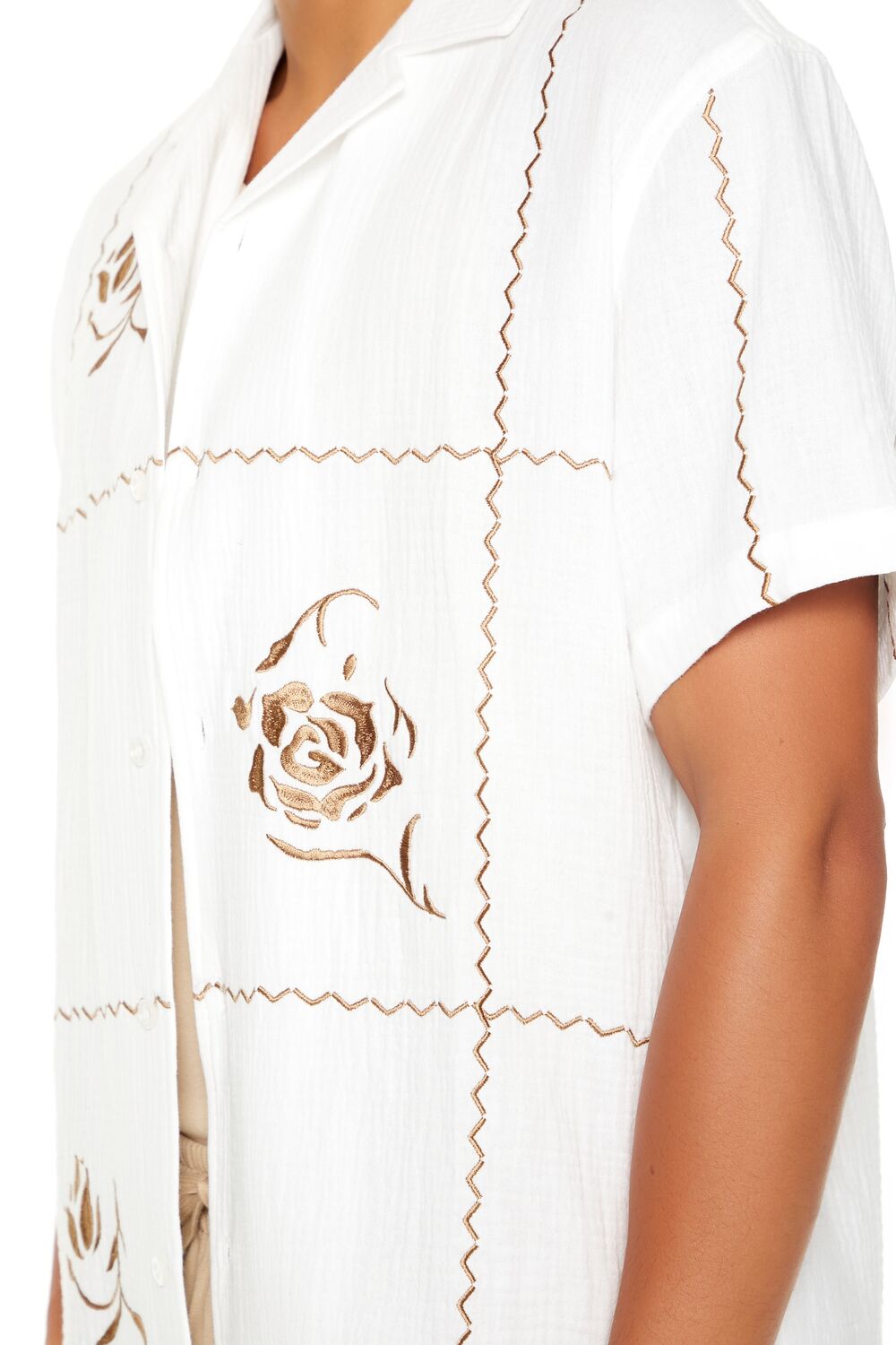 Textured Embroidered Rose Shirt - Image 5