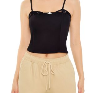 Lace-Trim Rosette Cropped Cami