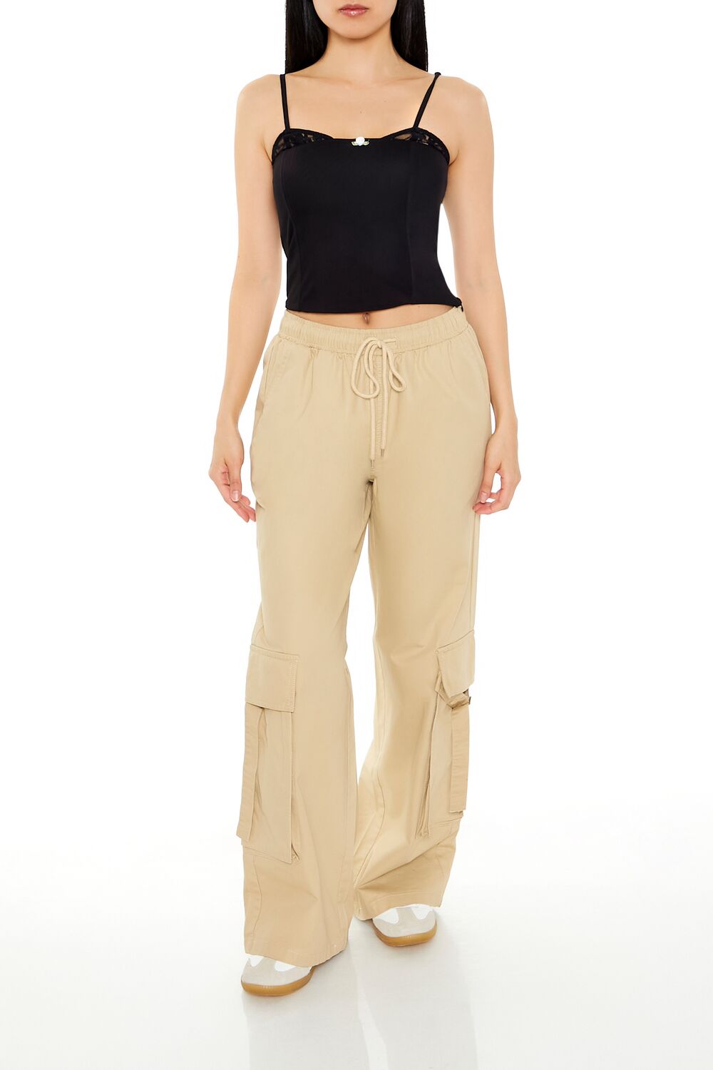 Lace-Trim Rosette Cropped Cami - Image 2