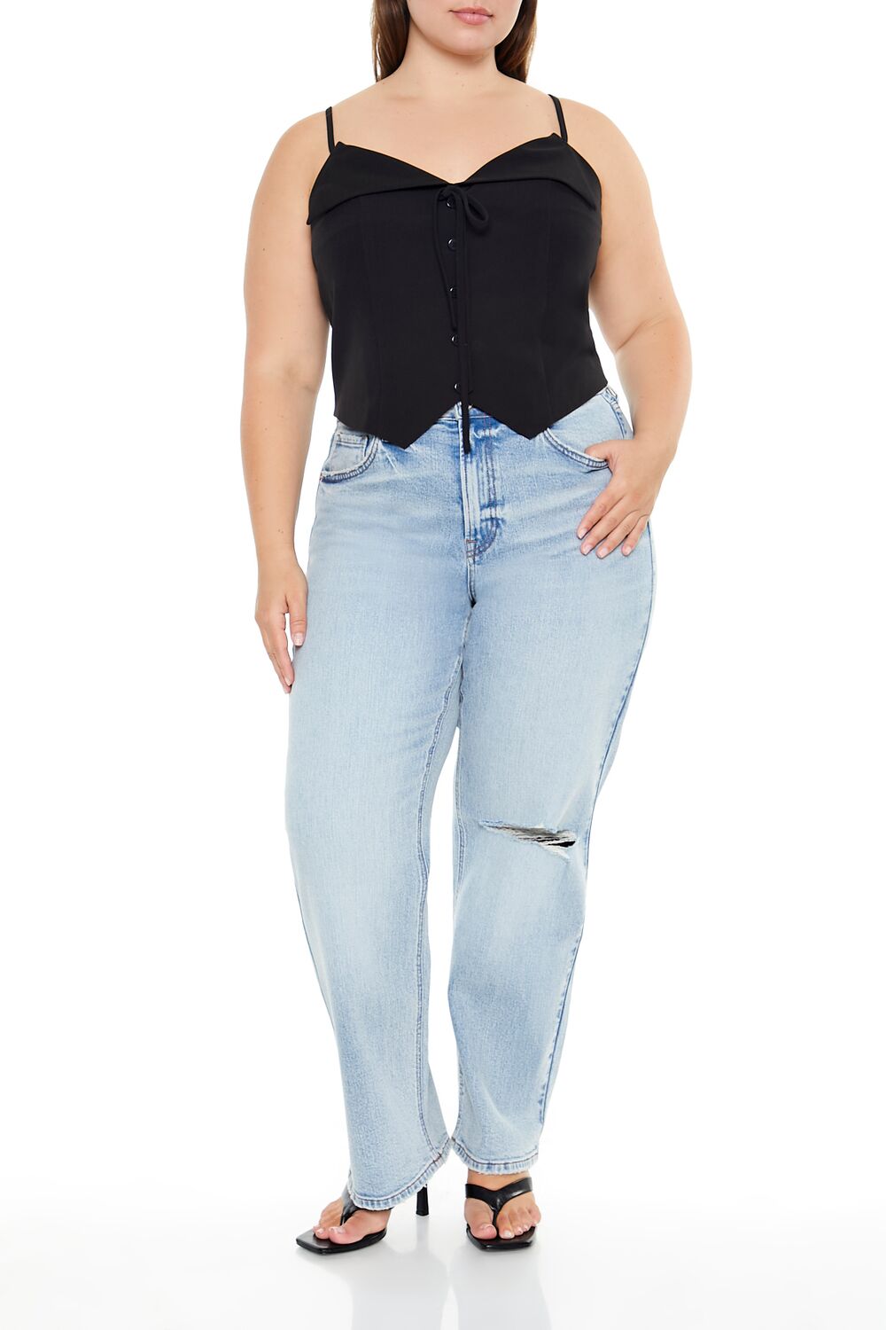 Plus Size Button-Front Cropped Cami - Image 2