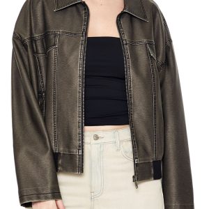 Faux Leather Zip-Up Moto Jacket