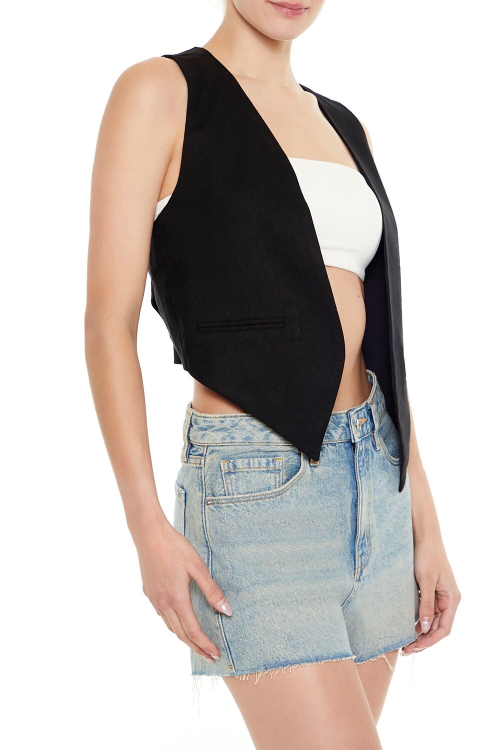 Open-Front Pointed-Hem Vest - Image 4