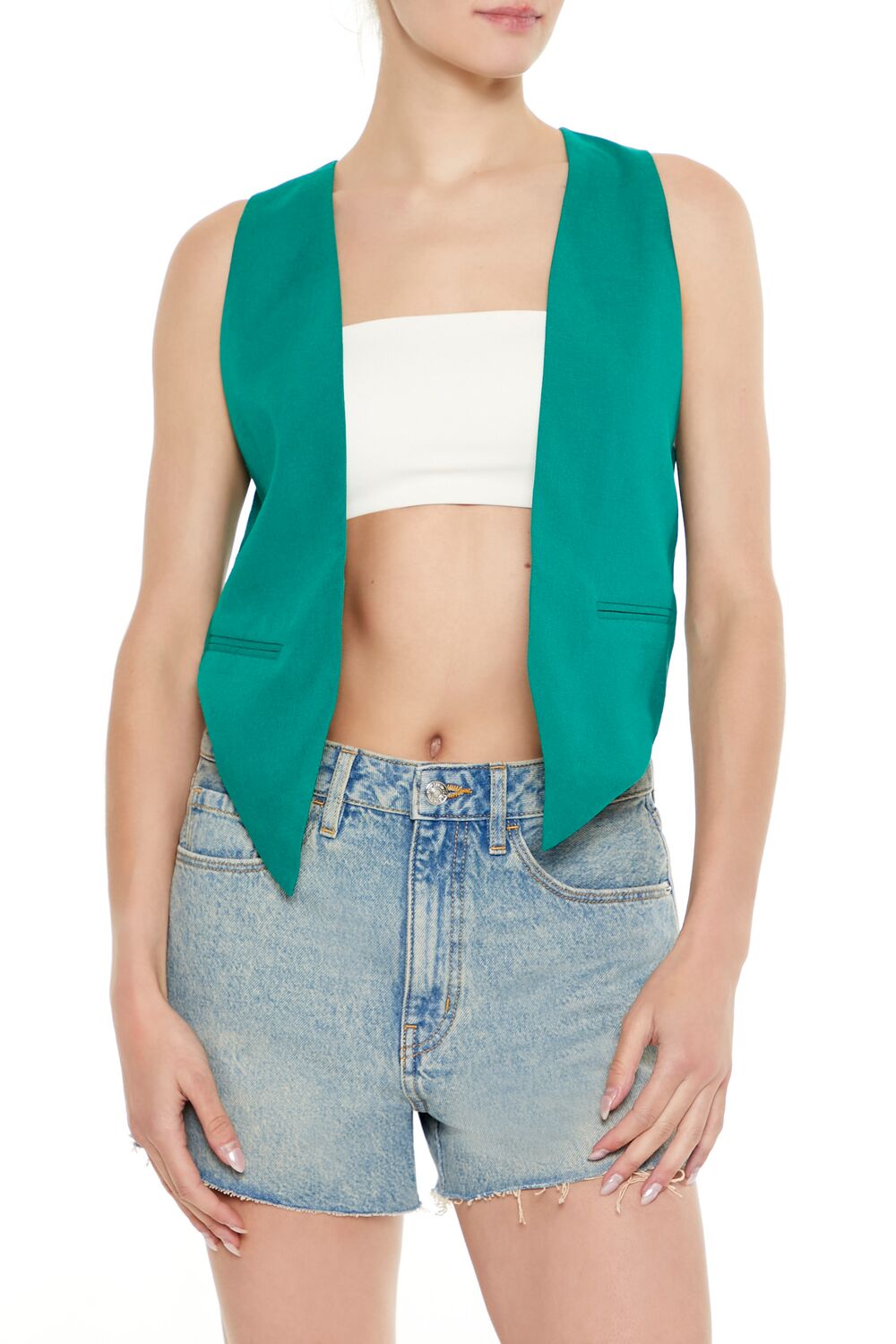 Open-Front Pointed-Hem Vest - Image 7