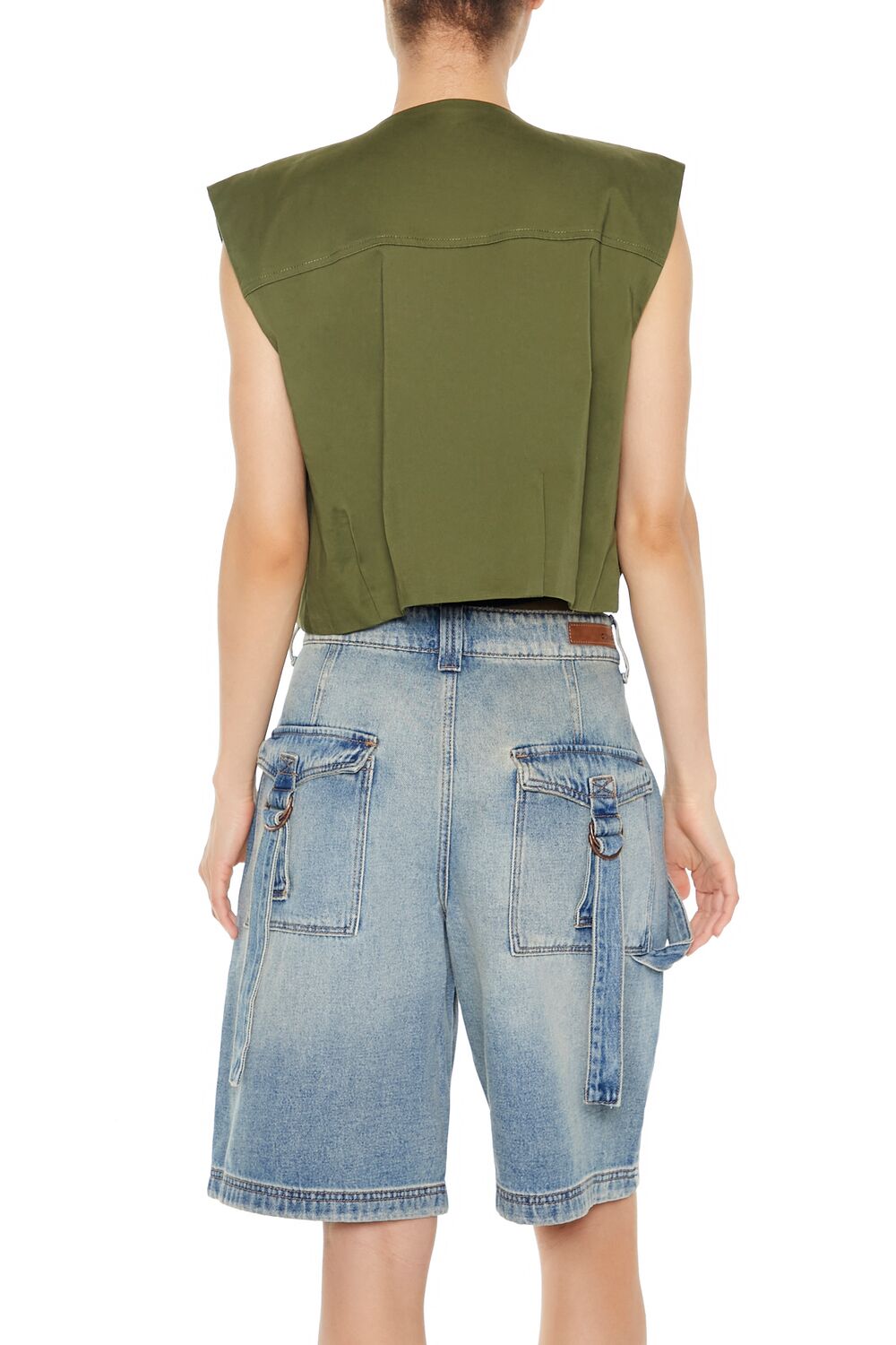 Satin Zip-Up Cropped Vest - Image 6
