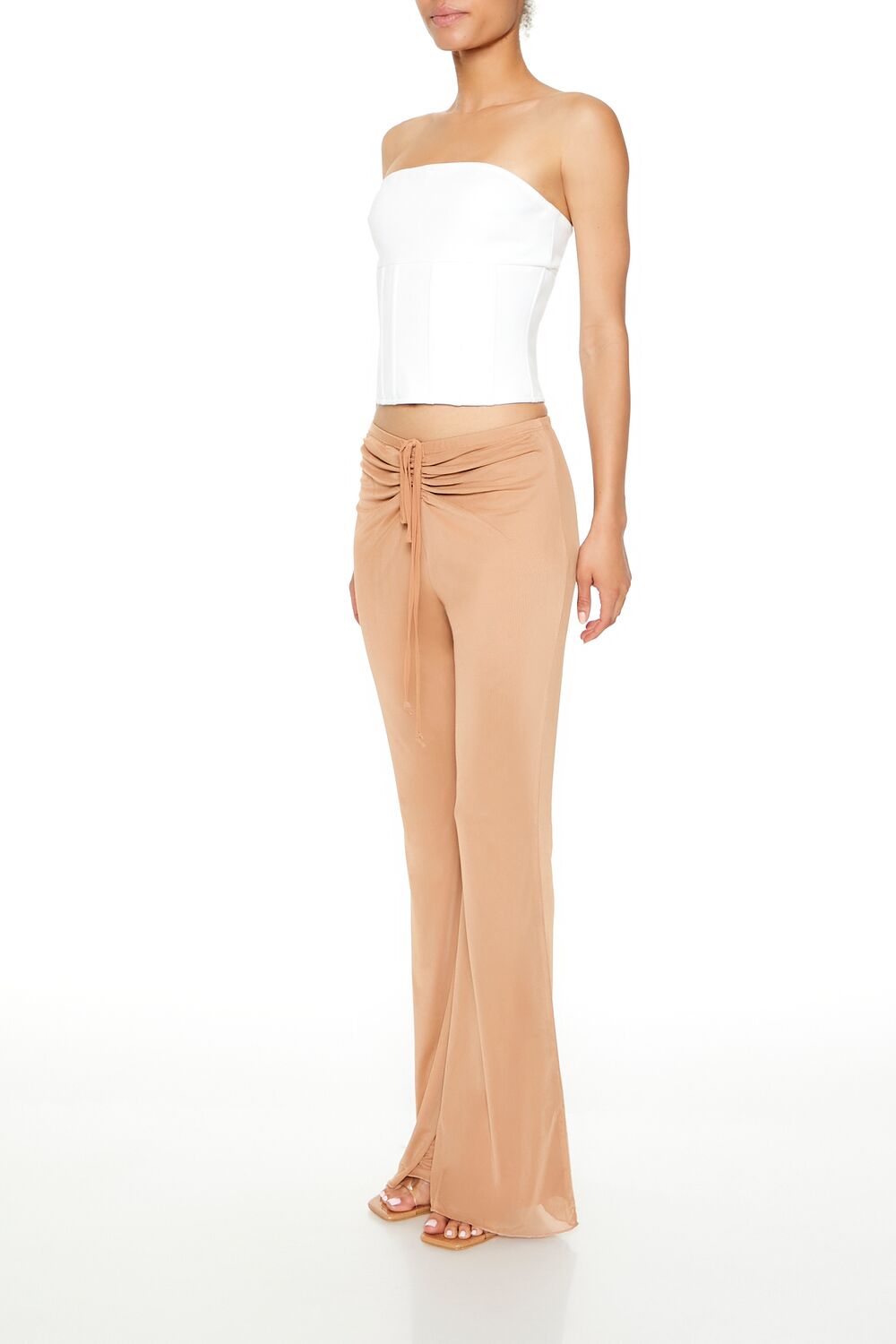 Ruched Drawstring Mesh Pants - Image 3