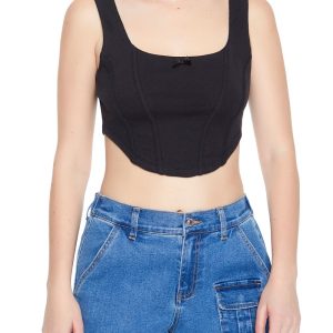 Corset Curved-Hem Crop Top