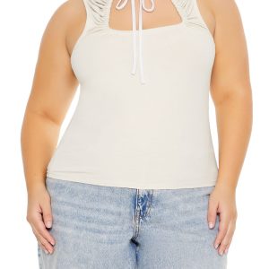 Plus Size Ruched Cutout Tank Top