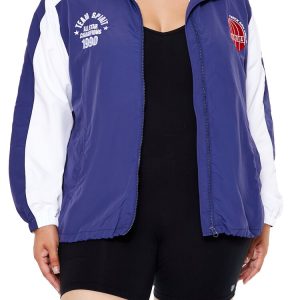 Plus Size Track & Field Zip-Up Jacket
