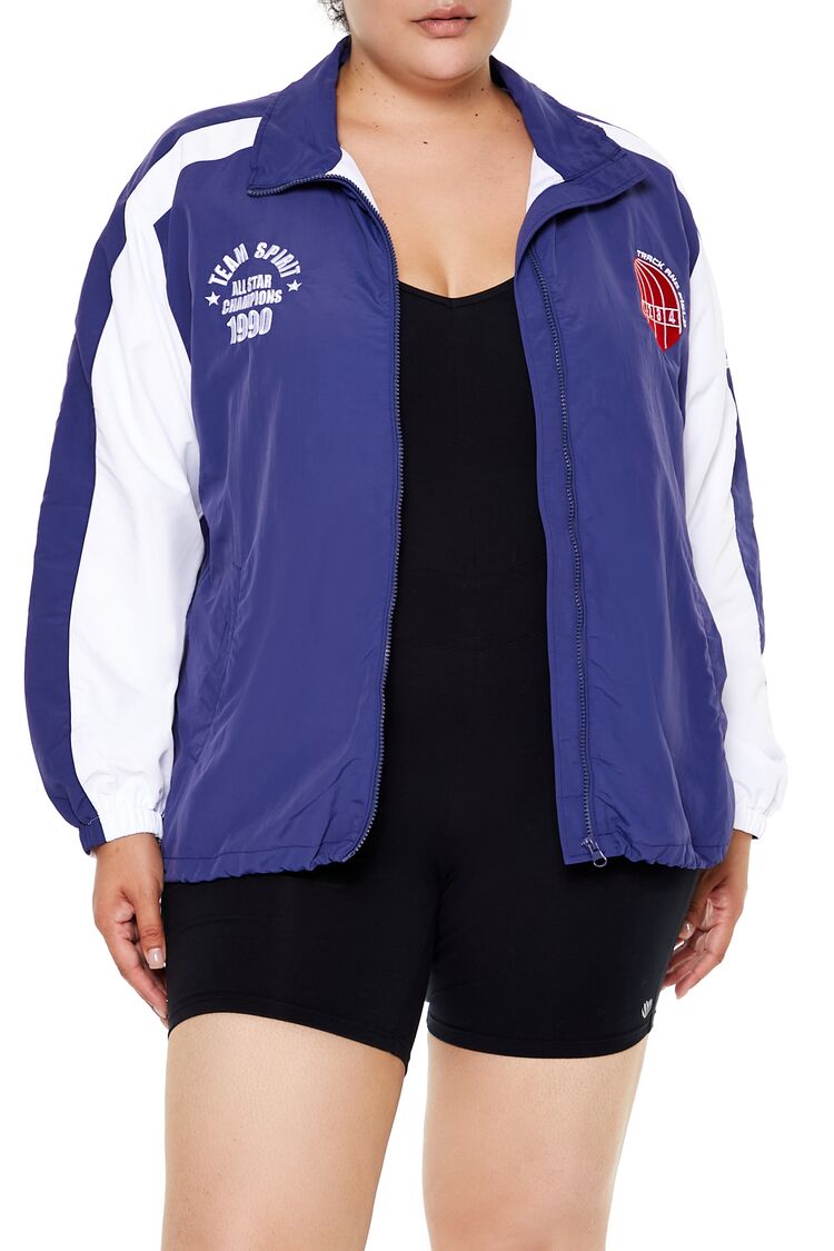 Plus Size Track & Field Zip-Up Jacket