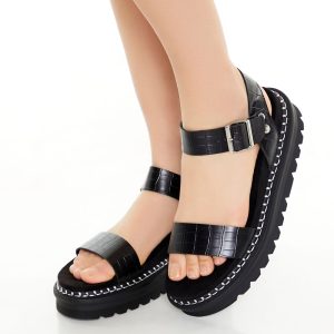 Faux Croc Lug-Sole Sandals