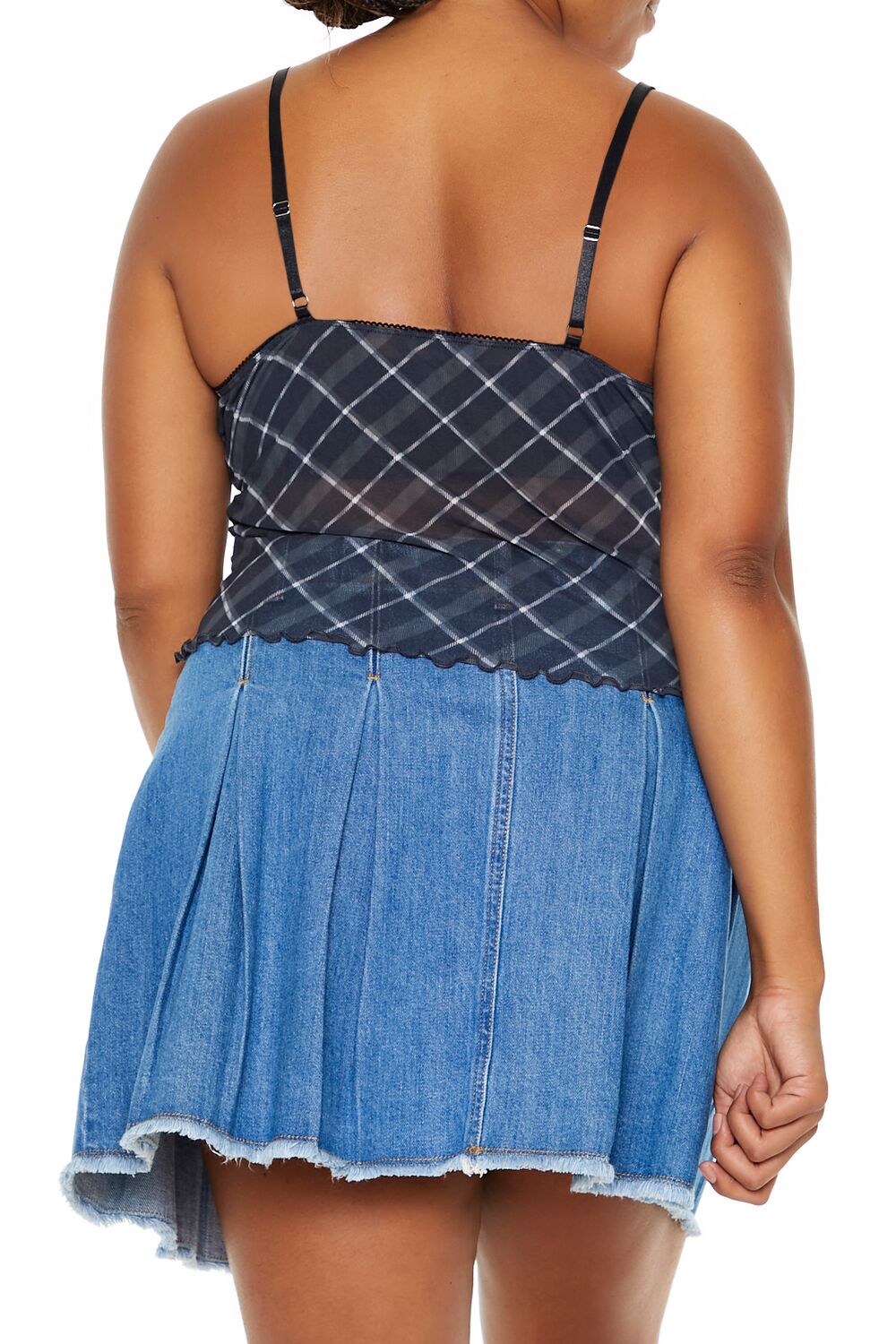 Plus Size Plaid Rosette Sheer Cami - Image 5