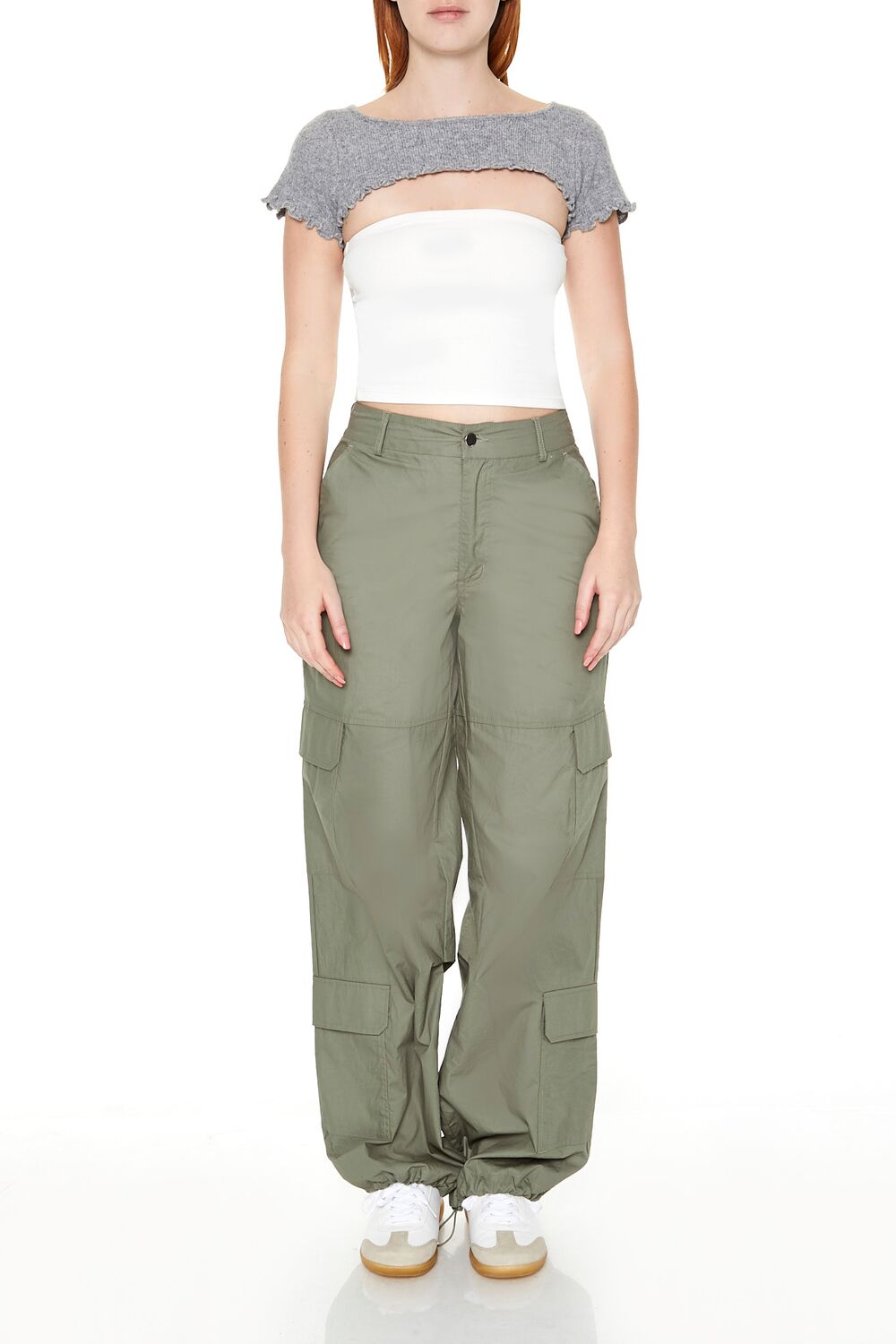 Sweater-Knit Lace-Up Crop Top - Image 2