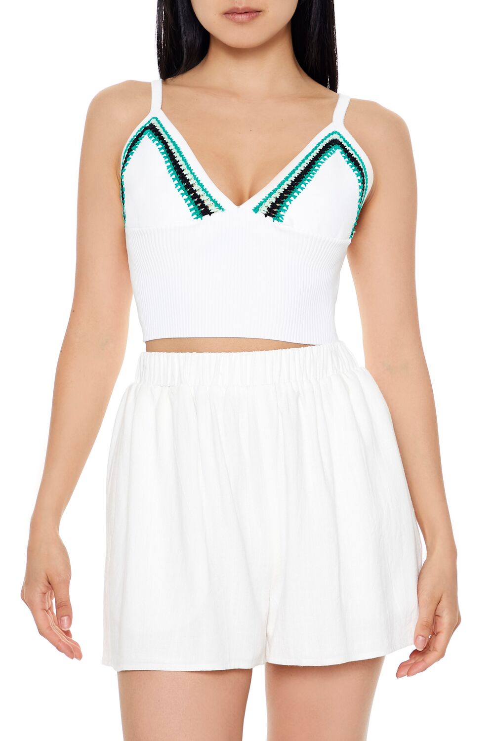 Embroidered Sweater-Knit Cropped Cami