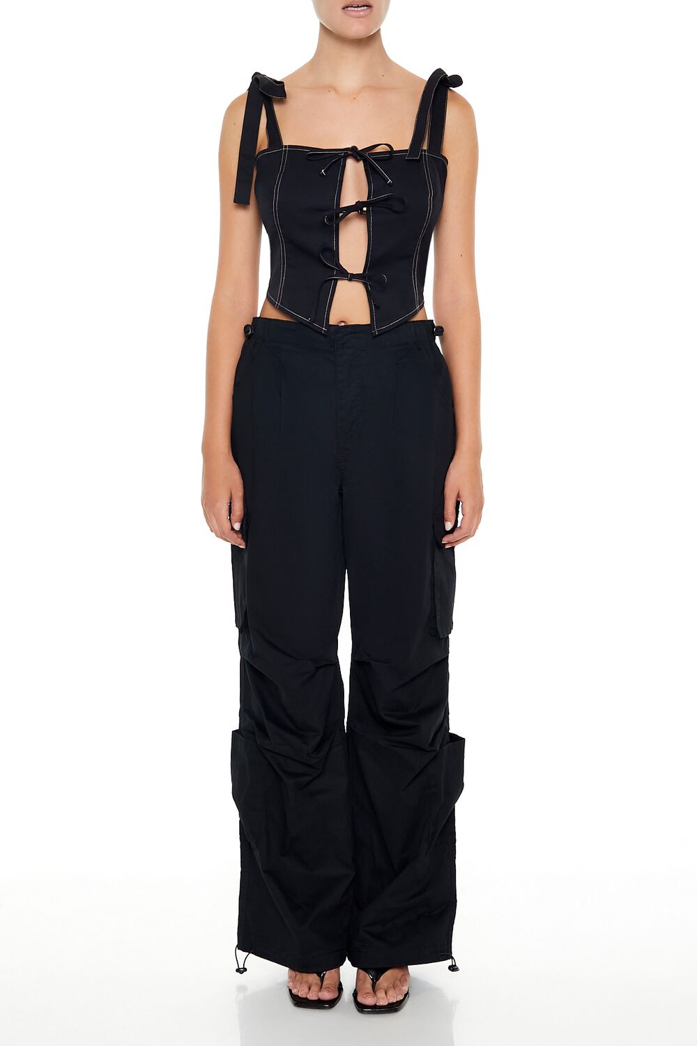 Cropped Cutout Bow Bustier Top - Image 2