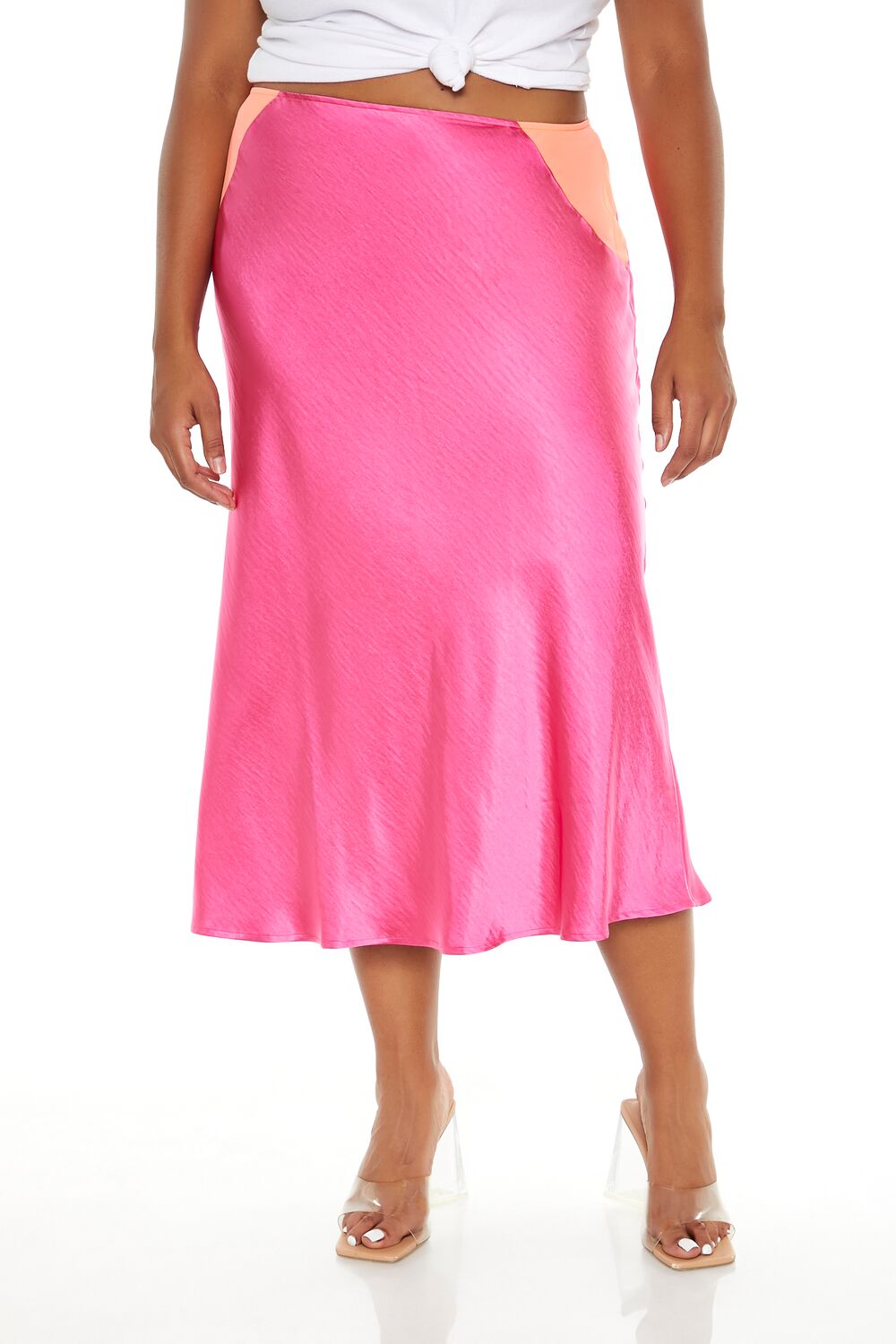 Plus Size Satin Midi Slip Skirt - Image 2