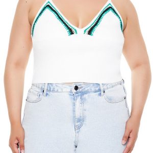 Plus Size Embroidered Sweater-Knit Cami