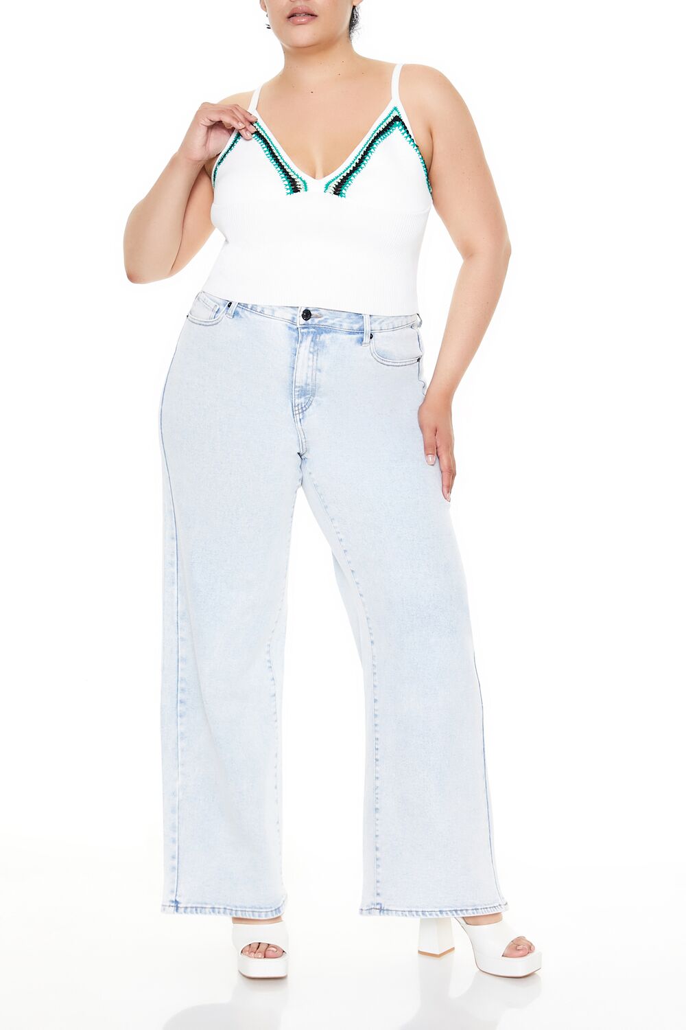 Plus Size Embroidered Sweater-Knit Cami - Image 2