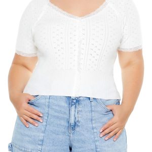 Plus Size Sweater-Knit Crop Top